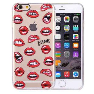 For iPhone 6 & 6s Embossment Red Lips Pattern Soft TPU Protective Case(Red)
