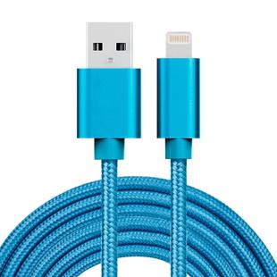 3m 3A Woven Style Metal Head 8 Pin to USB Data / Charger Cable(Blue)