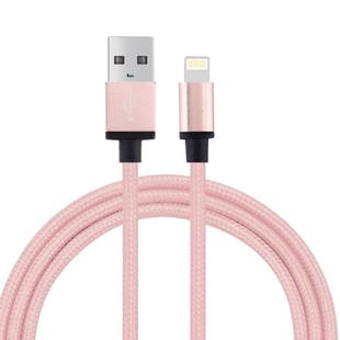 1m Woven Style Metal Head 58 Cores 8 Pin to USB 2.0 Data / Charger Cable(Pink)