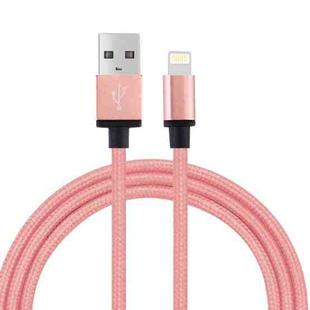 1m Woven Style Metal Head 58 Cores 8 Pin to USB 2.0 Data / Charger Cable(Magenta)