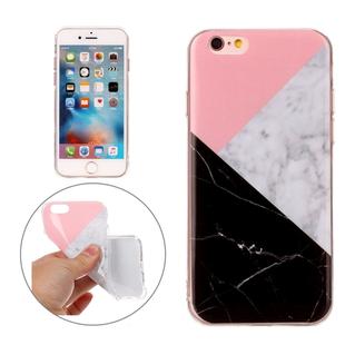 For iPhone 6 & 6s Pink Black Color Matching Marble Pattern Soft TPU Protective Case