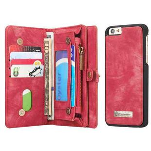 CaseMe for iPhone 6 & 6s Multifunctional Leather Billfold with Detachable Magnetic PC Back Protective Case & 10 Card Slots & 3 Cash Slots & 2 Photo Frames & 1 Zipper Wallet & 3 Magnetic Clasps & Holder(Red)