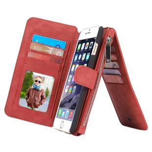 CaseMe for iPhone 6 & 6s Multifunctional Leather Billfold with Detachable Magnetic PC Protective Case & 13 Card Slots & 1 Photo Frames & 1 Zipper Wallet & 2 Magnetic Clasps & Holder(Red)