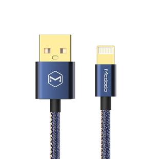 Mcdodo CA-1730 1.2m 2.4A Reversible 8 Pin to USB Denim Cover TPE Jacket Data Sync Charging Cable with Aero Aluminum Head for iPhone, iPad (Denim Blue)