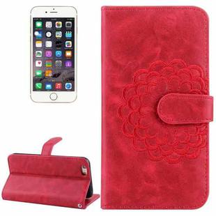 For iPhone 6 & 6s Embroidery Flower Pattern Horizontal Flip Leather Case with Holder & Card Slots & Wallet & Photo Frame(Red)
