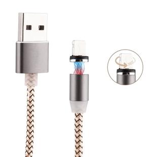 360 Degree Rotation 8 Pin to USB 2.0 Weave Style Magnetic Charging Cable with LED Indicator, Cable Length: 1m(Gold)
