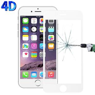 For iPhone 6 & 6s 0.26mm 9H Surface Hardness 4D Curverd Arc Explosion-proof HD Silk-screen Tempered Glass Full Screen Film (White)