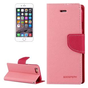 GOOSPERY FANCY DIARY for iPhone 6 & 6s Cross Texture Horizontal Flip Leather Case with Card Slots & Wallet & Holder(Pink)