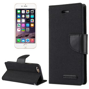 GOOSPERY CANVAS DIARY for iPhone 6 & 6s Canvas Texture Horizontal Flip Leather Case with Card Slots & Wallet & Holder(Black)