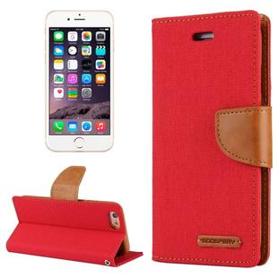 GOOSPERY CANVAS DIARY for iPhone 6 & 6s Canvas Texture Horizontal Flip Leather Case with Card Slots & Wallet & Holder(Red)