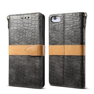 Splicing Color Crocodile Texture PU Horizontal Flip Leather Case for iPhone 6 / 6s, with Wallet & Holder & Card Slots & Lanyard (Grey)