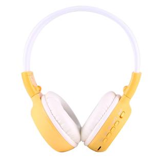 BS-N65 Headband Folding Stereo HiFi Wireless Headphone Headset with LCD Screen & TF Card Slot & LED Indicator Light & FM Function(Yellow)