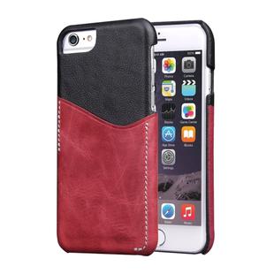 For iPhone 6 & 6s Genuine Cowhide Leather Color Matching Back Cover Case with Card Slot(Wind Red)