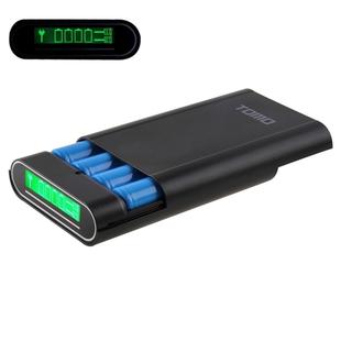 TOMO M4 DIY 4 x 18650 Batteries (Not Included) Power Bank Shell Box with Display & 2 USB Output, CE-EMC / ROHS Certified(Black)