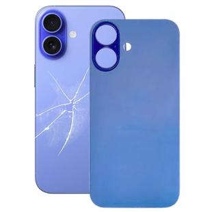 For iPhone 16 Easy Replacement Big Camera Hole Glass Back Battery Cover(Blue)