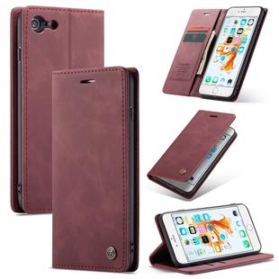 CaseMe-013 Multifunctional Retro Frosted Horizontal Flip Leather Case for iPhone 6 Plus / 6s Plus, with Card Slot & Holder & Wallet(Wine Red)