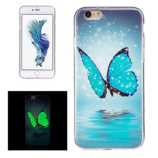 For iPhone 6 Plus & 6s Plus Noctilucent Butterfly Pattern IMD Workmanship Soft TPU Back Cover Case