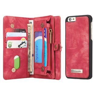 CaseMe for iPhone 6 Plus & 6s Plus Multifunctional Leather Billfold with Detachable Magnetic PC Back Protective Case & 10 Card Slots & 3 Cash Slots & 2 Photo Frames & 1 Zipper Wallet & 3 Magnetic Clasps & Holder(Red)