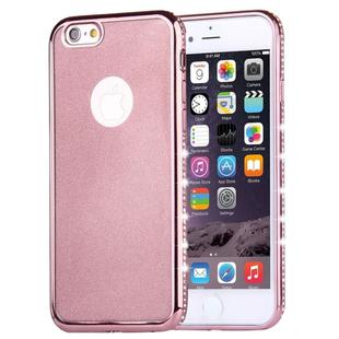 For iPhone 6 Plus & 6s Plus Diamond Encrusted Electroplating Flash Powder TPU Protective Case(Rose Gold)