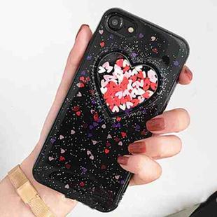 For iPhone 6 Plus & 6s Plus Heart Glitter Powder Protective Back Cover Soft Case (Black)