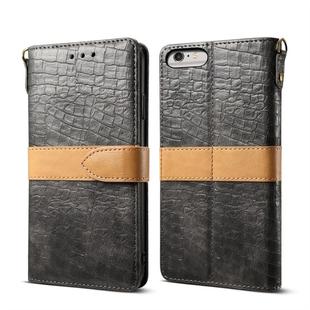 Splicing Color Crocodile Texture PU Horizontal Flip Leather Case for iPhone 6 Plus / 6s Plus, with Wallet & Holder & Card Slots & Lanyard (Grey)