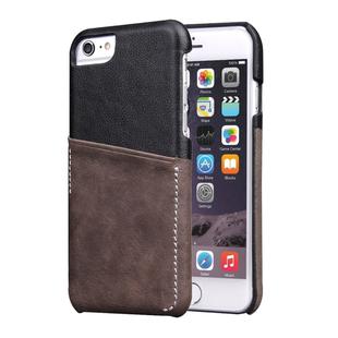 For iPhone 6 Plus & 6s Plus Genuine Cowhide Leather Color Matching Back Cover Case with Card Slot(Taupe)