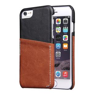 For iPhone 6 Plus & 6s Plus Genuine Cowhide Leather Color Matching Back Cover Case with Card Slot(Brown)