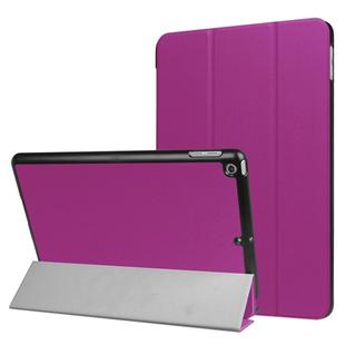 For iPad 9.7 (2018) & iPad 9.7 (2017) Custer Texture Horizontal Flip Leather Case with Three-folding Holder & Sleep / Wake-up Function(Purple)