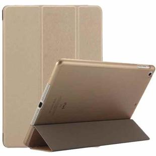 For iPad 9.7 (2018) & iPad 9.7 inch (2017) & iPad Air Silk Texture Horizontal Flip Leather Case with Three-folding Holder(Gold)