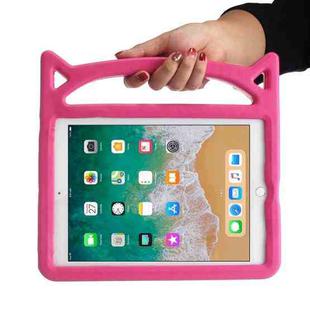 For iPad 9.7 (2018) & iPad 9.7 (2017) & iPad Air & iPad Air 2 Universal Cat Ear Shaped EVA Bumper Protective Case with Handle & Holder(Magenta)