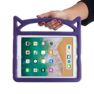 For iPad 9.7 (2018) & iPad 9.7 (2017) & iPad Air & iPad Air 2 Universal Cat Ear Shaped EVA Bumper Protective Case with Handle & Holder(Purple)