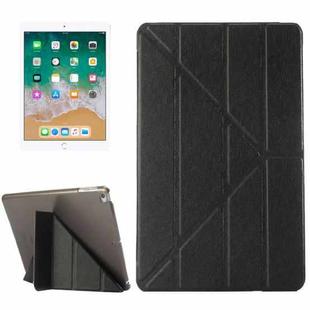 For iPad 9.7 (2018) & iPad 9.7 (2017) & iPad Air Silk Texture Horizontal Deformation Flip Leather Case with Three-folding Holder(Black)
