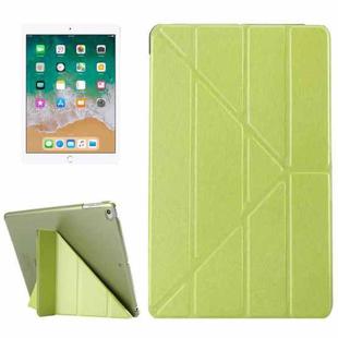 For iPad 9.7 (2018) & iPad 9.7 (2017) & iPad Air Silk Texture Horizontal Deformation Flip Leather Case with Three-folding Holder(Green)