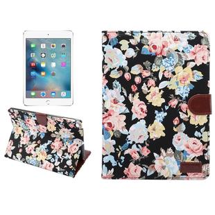 For New iPad 9.7 inch iPad air (IPAD5) & IPAD air2 (IPAD6) Universal Flower Pattern Cloth Surface Horizontal Flip Leather Protective Case with Holder & Card Slots & Wallet & Sleep(Black)