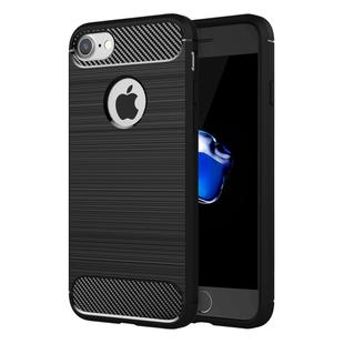 For  iPhone 8 & 7  Brushed Texture Fiber TPU Rugged Armor Protective Case(Black)