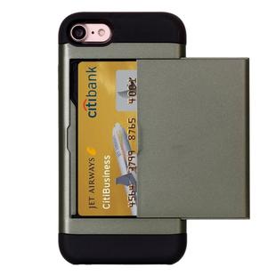 For  iPhone 8 & 7  Slide Style TPU + PC Combination Case with Card Slot(Army Green)