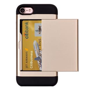 For  iPhone 8 & 7  Slide Style TPU + PC Combination Case with Card Slot(Gold)