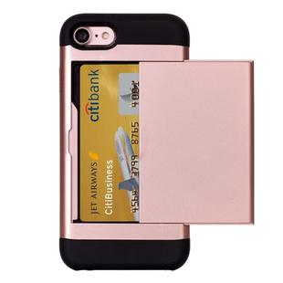 For  iPhone 8 & 7  Slide Style TPU + PC Combination Case with Card Slot(Rose Gold)