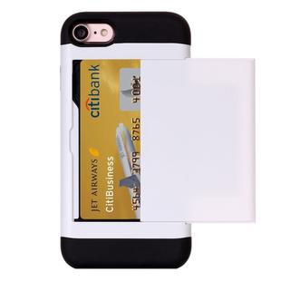 For  iPhone 8 & 7  Slide Style TPU + PC Combination Case with Card Slot(White)