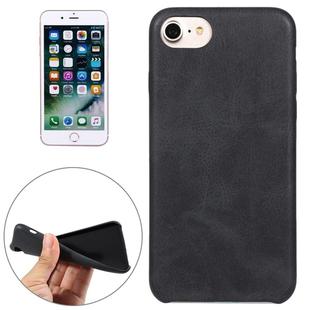 For  iPhone 8 & 7  Crazy Horse Texture Leather Surface Soft TPU Protective Back Case(Black)