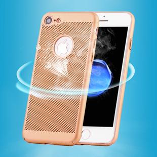 For  iPhone 8 & 7  Lightweight Breathable Full Coverage PC Shockproof Protective Back Cover Case(Gold)