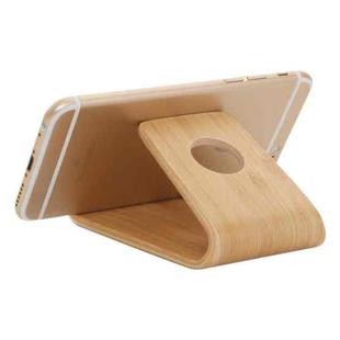 JS01 Wooden Desktop Phone Holder Universal Curved Wood Support Frame For Tablet Phones (Bamboo)