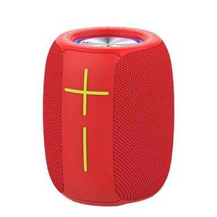 HOPESTAR P22 TWS Portable Outdoor Waterproof Woven Textured Bluetooth Speaker with LED Color Light, Support Hands-free Call & U Disk & TF Card & 3.5mm AUX & FM (Red)