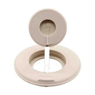 2 in 1 Silicone Desktop Wireless Charger Telescopic Stand For iPhone / Watch Wireless Charger (Beige White)