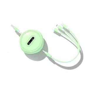 Micro + 8 Pin + Type-C / USB-C 3 In 1 Telescopic Charging Cable (Green)