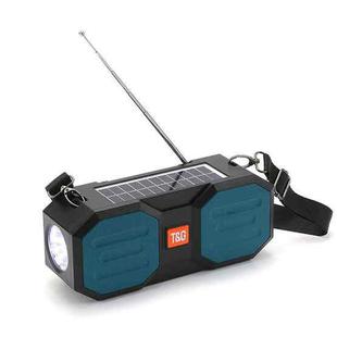 T&G TG634 Outdoor Solar Power Bluetooth Wireless Speaker with FM / Flashlight / TF Card Slot (Black+green)