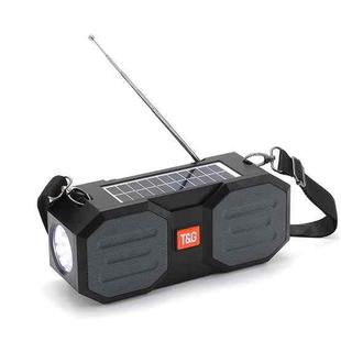 T&G TG634 Outdoor Solar Power Bluetooth Wireless Speaker with FM / Flashlight / TF Card Slot (Black Grey)