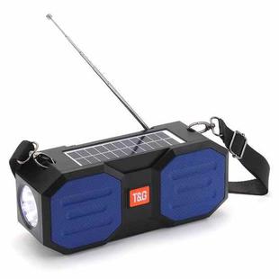 T&G TG634 Outdoor Solar Power Bluetooth Wireless Speaker with FM / Flashlight / TF Card Slot (Black Blue)