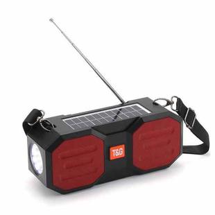 T&G TG634 Outdoor Solar Power Bluetooth Wireless Speaker with FM / Flashlight / TF Card Slot (Black Red)