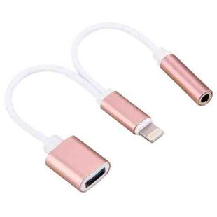 10cm 8 Pin Female & 3.5mm Audio Female to 8 Pin Male Charger&#160;Adapter Cable, Support All IOS Systems(Rose Gold)